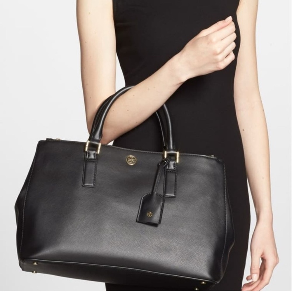 Tory Burch Elegant Black Leather Tote